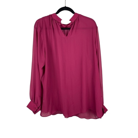 Torrid Burgundy Red Sheer Long Sleeve Blouse size 2X - Picture 5 of 5